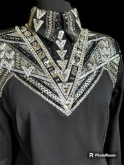 #2013 Black and White Equitation Show Blouse, Ladies L, BFC 28579