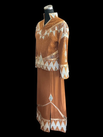 Queen Outfit, Bronze, Ivory, Gold, Ladies L, Jacket and Skirt, 5480CD