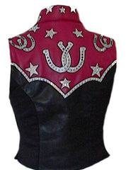 BUDGET Black and Fushia Vest Blouse Combo, Ladies XS, 5310EF