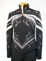 SOLD Ladies L, Black/Turquoise Showmanship Jacket, 1510A