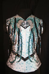 White Show Vest withTurquoise and Black Trim, Ladies XS, 5344A