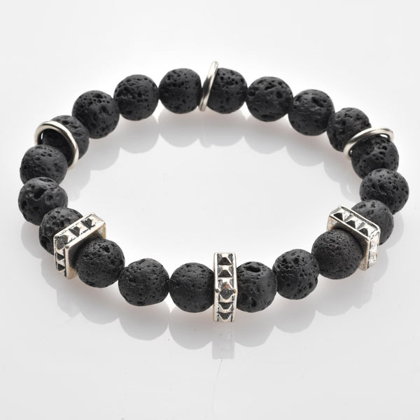 AJ5 Textured Bead Stretch Bracelets with Silver Spacers – Berry Fit Company