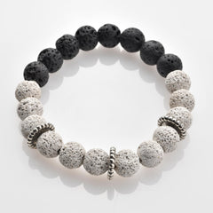 AJ5 Textured Bead Stretch Bracelets with Silver Spacers