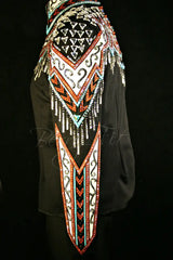 2000 Black Rust Turquoise Show Blouse, Ladies L,  8637-8