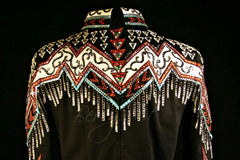 2000 Black Rust Turquoise Show Blouse, Ladies L,  8637-8