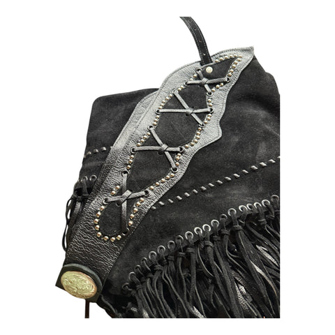 Black R/O chaps for Reining or Western Pleasure, Ladies S, 5456A