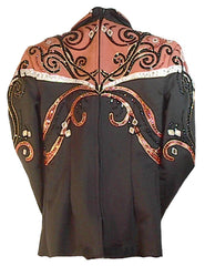 Black and Burnt Orange Equitation Horsemanship Blouse, Ladies M, Budget Friendly, 5045A