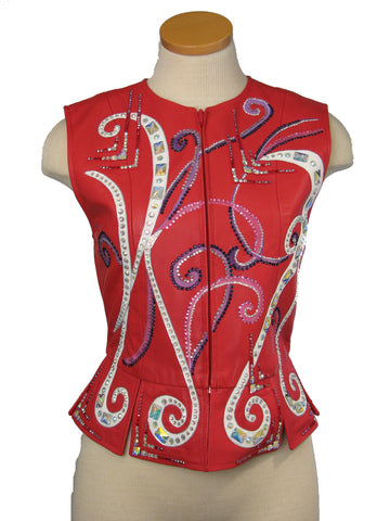 Red, White, Purple Vest/Blouse Pleasure Outfit, Ladies S 5290B-E