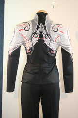 Black Equitation Blouse w/White, Grey, Red and Pink, Ladies M, 0501A