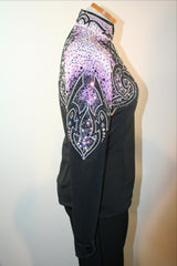 Black Blouse with Purple/White, Ladies M, 1779A