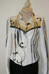White, Black, Gold Pleasure Jacket, Ladies S, 5424A
