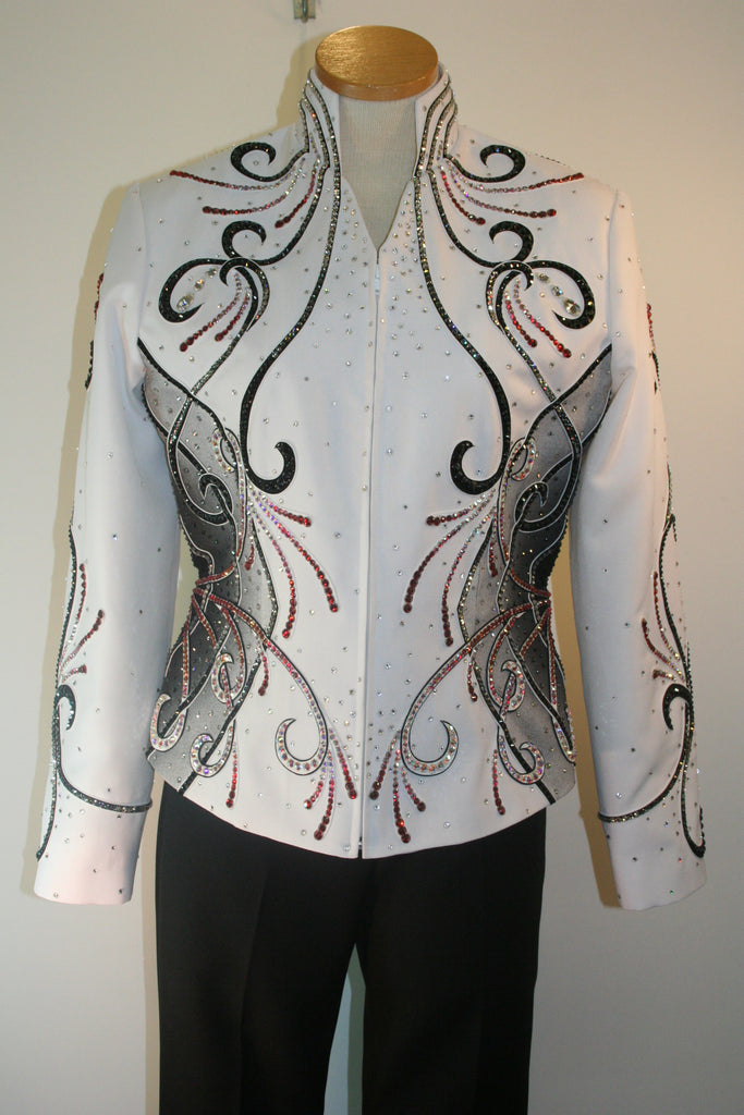 White/Rust/Blk Pleasure or Horsemanship Jacket, Ladies L, 1430A