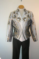 N/A Showmanship or Pleasure Jacket, Black White Gold, Ladies L, 5067A