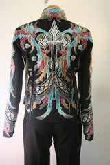 SOLD #1171 Black Multi Colored Pleasure Show Jacket, Ladies M 3401-48