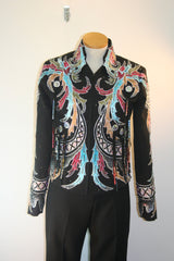 SOLD #1171 Black Multi Colored Pleasure Show Jacket, Ladies M 3401-48
