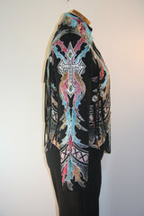 SOLD #1171 Black Multi Colored Pleasure Show Jacket, Ladies M 3401-48