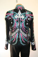 Black Western Pleasure Jacket w/Raspberry & Turq, Ladies M, 1518A