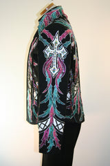 Black Western Pleasure Jacket w/Raspberry & Turq, Ladies M, 1518A