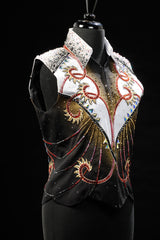 #1303 Ladies M Vest Blk/Red/Wt 3202-22