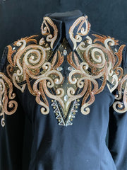 #1315 Blk/Gold/Copper Horsemanship Show Blouse, Ladies L, 8637-20