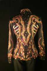 #1404 Black Show Jacket w/Burgundy and Bronze, Ladies M, 6798-24
