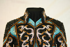 Black/Turquoise/Bronze Stretch Jacket, Ladies M, 1461A