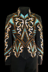 Black/Turquoise/Bronze Stretch Jacket, Ladies M, 1461A