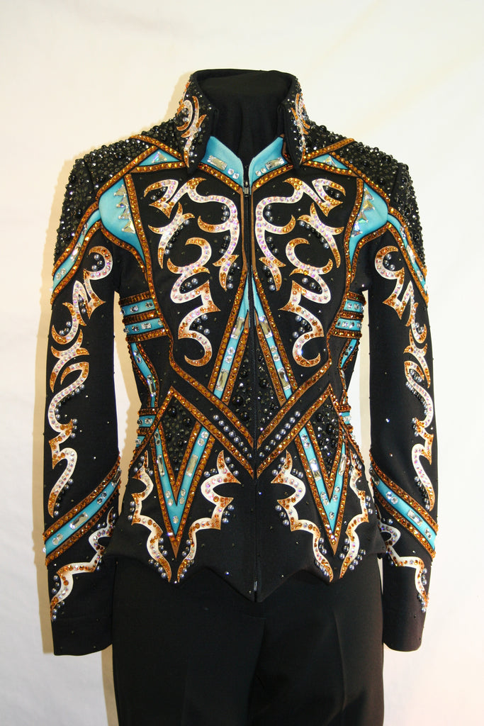 SOLD #1428A Black/White Stretch Show Jacket, Ladies M/L, 8019-7