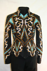 SOLD #1428A Black/White Stretch Show Jacket, Ladies M/L, 8019-7
