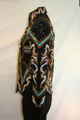 Black/Turquoise/Bronze Stretch Jacket, Ladies M, 1461A