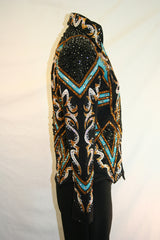 Black/Turquoise/Bronze Stretch Jacket, Ladies M, 1461A