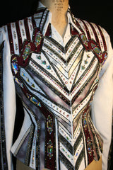 #2001 White and Burgundy Show Jacket, Ladies M, 8637-34