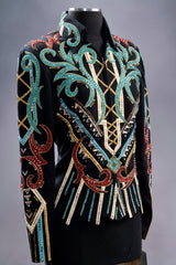 #2005 Black Multi Color Show Jacket, Ladies M, 8637-11