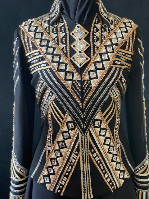 2014a Ladies M Show Jacket, Black, Tan, Bronze