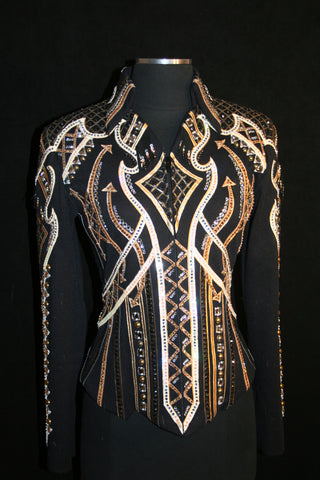 Black, Gold, Tan Show Jacket, Ladies L, 8637-40