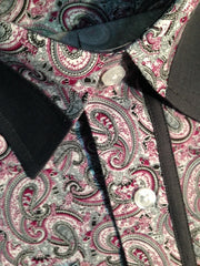 Raspberry and Charcoal Paisley, Men's Shirts, Size M