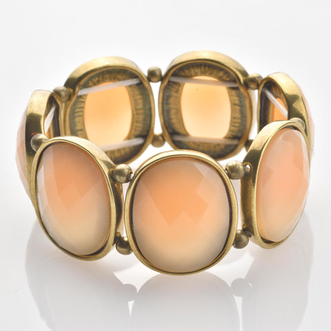 AJ4 Bronze With Pink Faceted Stone Stretch Bracelet
