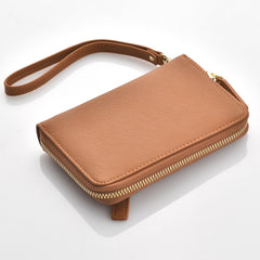 P2 Brown Leather Zipper Purse Wristlet