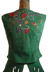 Budget Soft Green Leather, 4 pc Pleasure Outfit, Ladies XS, 1777J-M