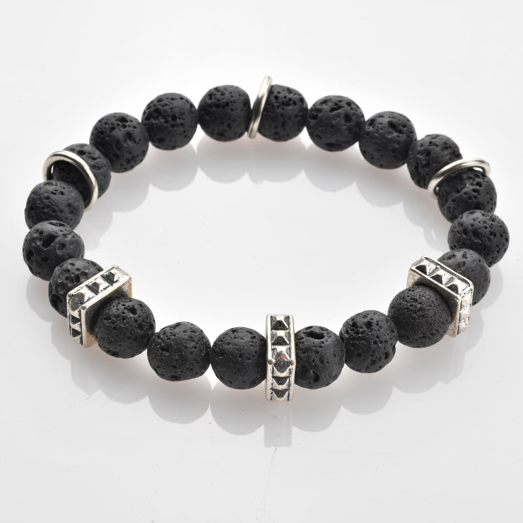 AJ5 Textured Bead Stretch Bracelets with Silver Spacers – Berry