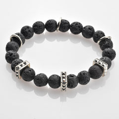 AJ5 Textured Bead Stretch Bracelets with Silver Spacers