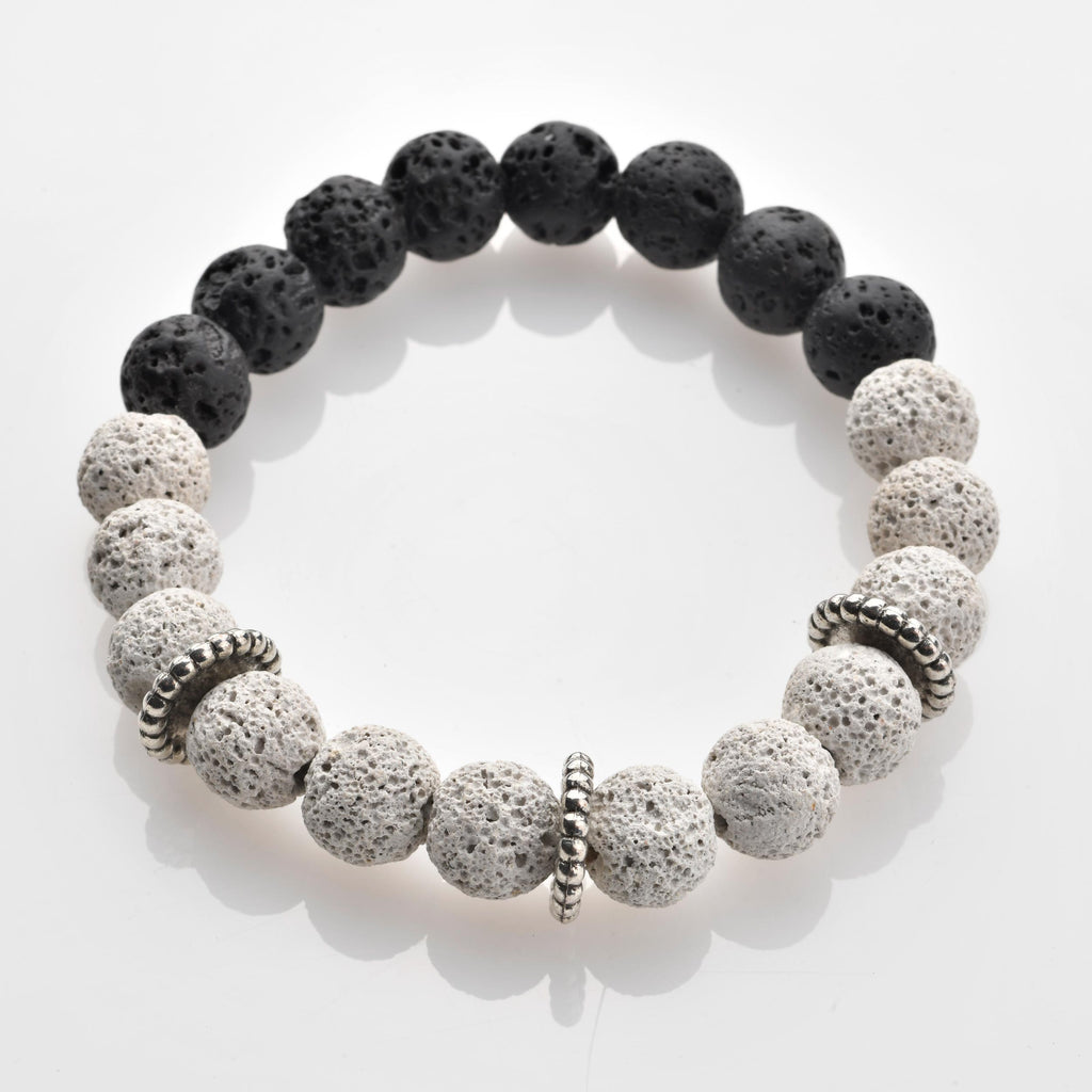 AJ5 Textured Bead Stretch Bracelets with Silver Spacers – Berry