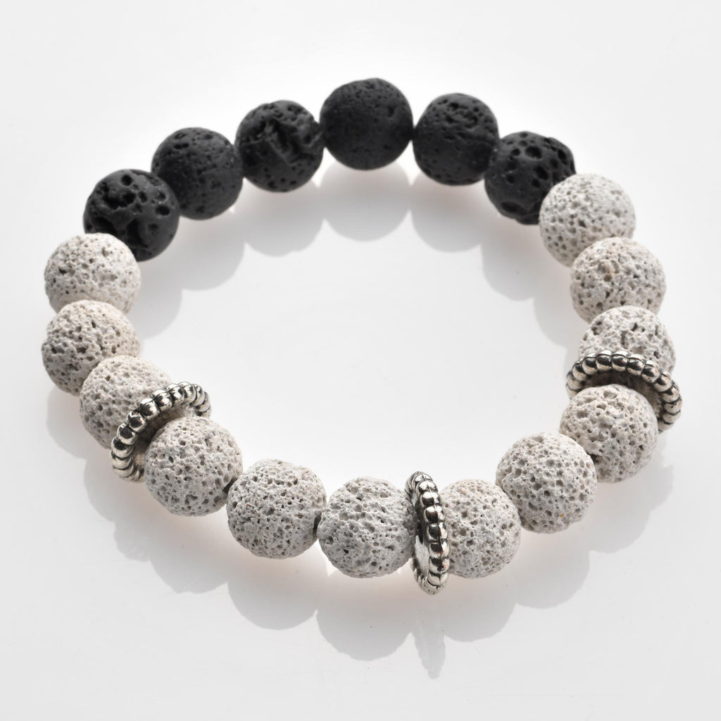 AJ5 Textured Bead Stretch Bracelets with Silver Spacers – Berry Fit Company